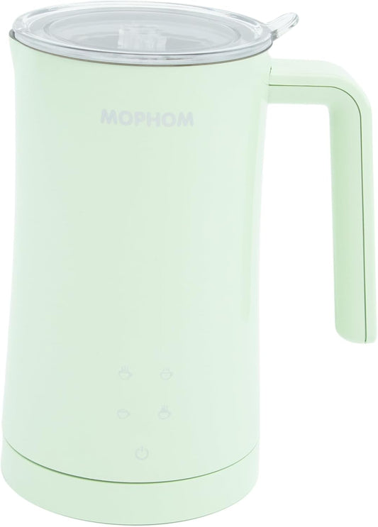 MOPHOM Milk Frother, 4 in 1 Electric Milk Steamer,11.84oz/350ml Automatic Warm and Cold Foam frother for Coffee, Latte, Macchiato, Cappuccino, Hot Chocolate,From the Makers of Mophom 400W,Green
