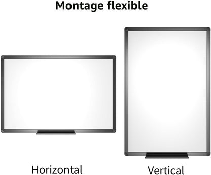 VIZ-PRO Tableau blanc magnétique effaçable à sec, 91,4 x 61 cm, cadre en aluminium noir