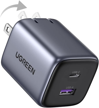 UGREEN 35W USB C Charger Block, Nexode 2Ports GaN Foldable USB and Type C PPS Compact Fast Wall Plug for iPhone 16 Pro Max 15 14, Pixel 8 7pro, Galaxy S25 Ultra S23 Note 20, iPad, MacBook Air