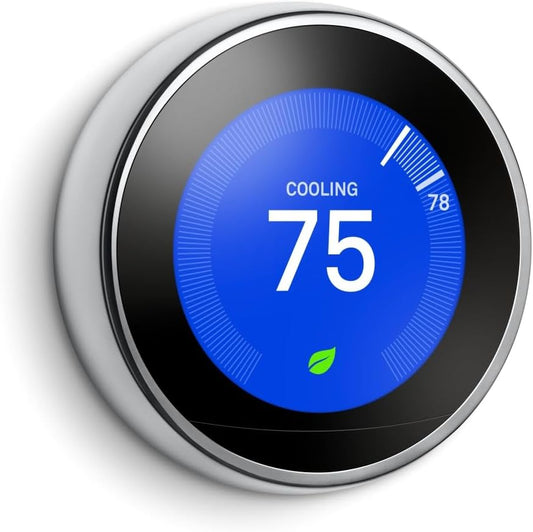 Google Nest Learning Thermostat - Programmable Smart Thermostat for Home - 3rd Generation Nest Thermostat - Compatible with Alexa - Stainless Steel