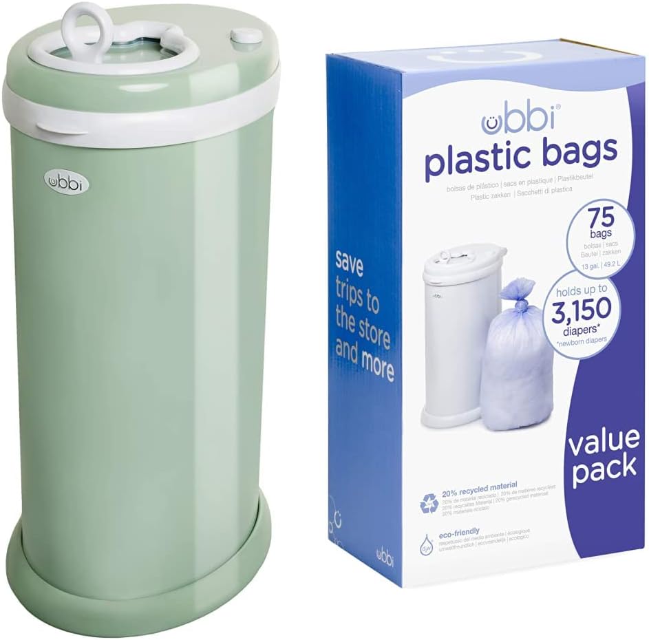 Ubbi Steel Diaper Pail, White