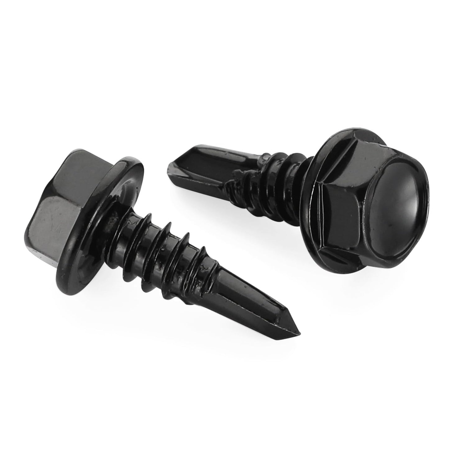 #10 x 1 Hex Washer Head Self Tapping Drilling Screws Black Oxidized, 410 Stainless Steel, 100 PCS