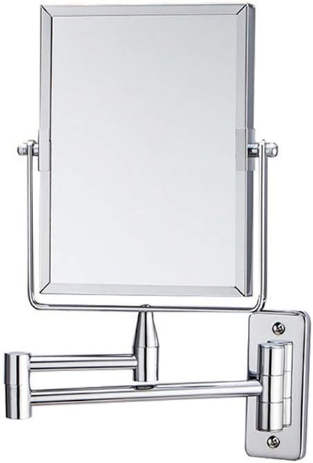 KANG// Bathroom Wall Mirror, Folding Space Aluminum Alloy Telescopic Mirror, Double Sided Shaving Mirror with 3X Magnifier, 39 x 34 cm, Wall Mount, Modern Style