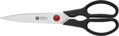 ZWILLING Gourmet 7-Piece Self Sharpening Block Set | Set Contains : 4" Paring | 6" Utility | 5" Tomato/Utility | 8" Bread | 8" Chef | Twin L Multi-Purpose Scissors