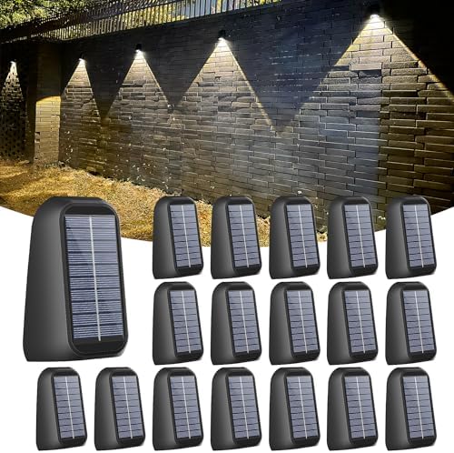 16 Pack Solar Fence Lights Outdoor 8 Colors,Bright Deck Lights Solar Outdoor Waterproof,LED Solar Lights for Backyard, Patio, Deck Railing, Step and Wall