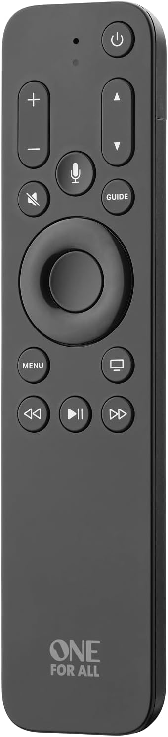 One for All Apple TV Remote - 3-Device Support (TV, Apple TV, Audio), Siri Voice Control, Motion-Activated Backlight, 100% Compatible with Apple TV HD and 4K (URC1110 - Black)