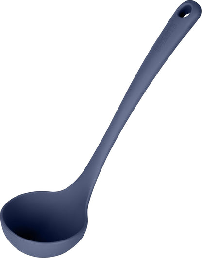 13 inch Silicone Soup Ladle: U-Taste 600ºF Heat Resistant 4 oz Large Non-Stick Seamless Rubber Kitchen Deep Serving Spoon with Non-Slip Solid Long Handle for Cooking Sauce/Stews/Gravies/Chili(Purple)