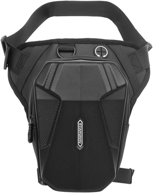 Drop Leg Bag Motorcycle Waist Pack Pouch Waterproof Riding Cycling Thigh Tactical Bag with Hard Shell for Men, Motorcycle Side Pouch Phone Storage Hip Fanny Pack Bags, Black, Large, Style B