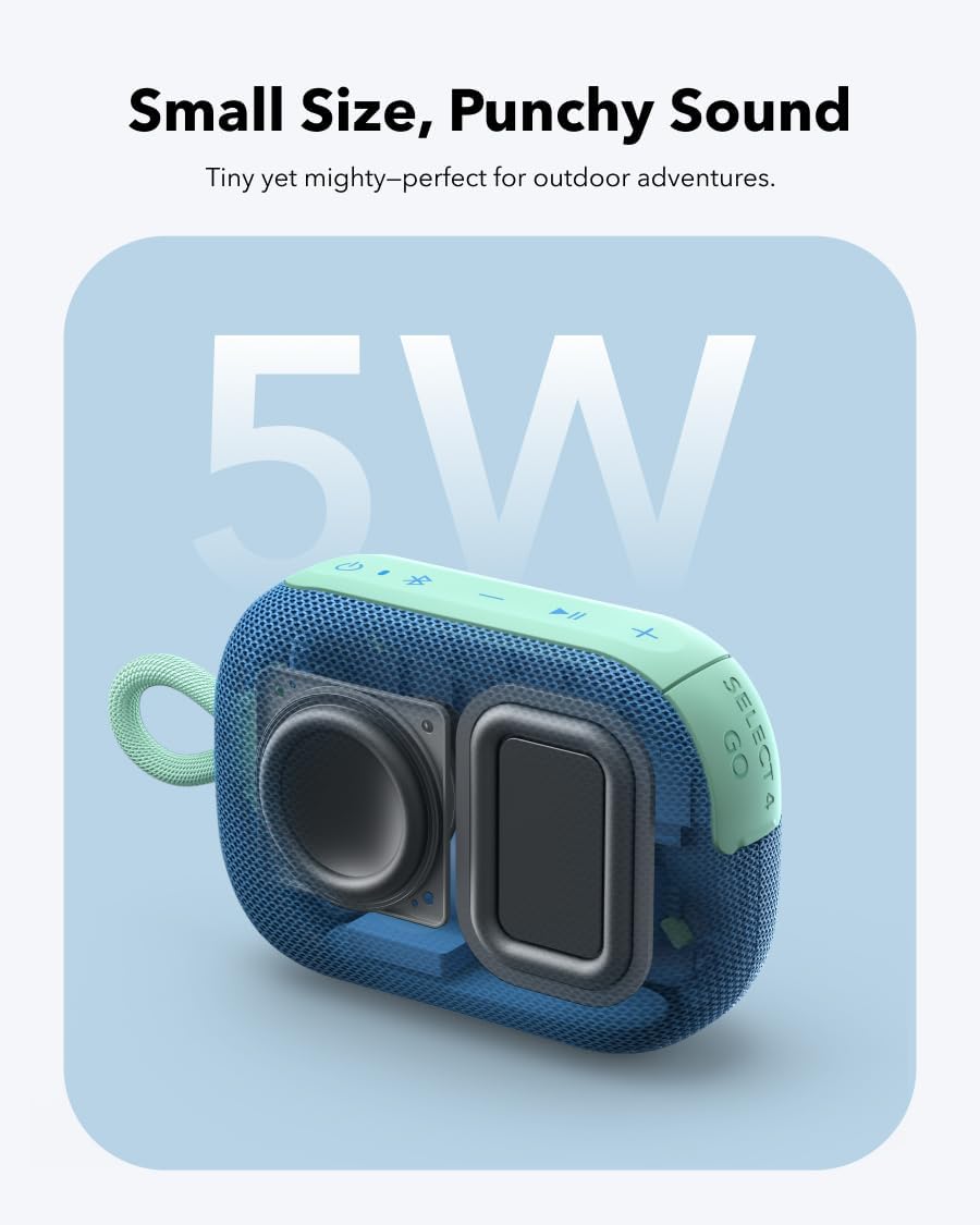 Anker soundcore Select 4 Go Portable Bluetooth Speaker, 20H Playtime Ultra-Portable, IP67 Waterproof and Dustproof, Floatable, Custom EQ, Wireless Stereo Pairing, for Home and Outdoor (Blue)