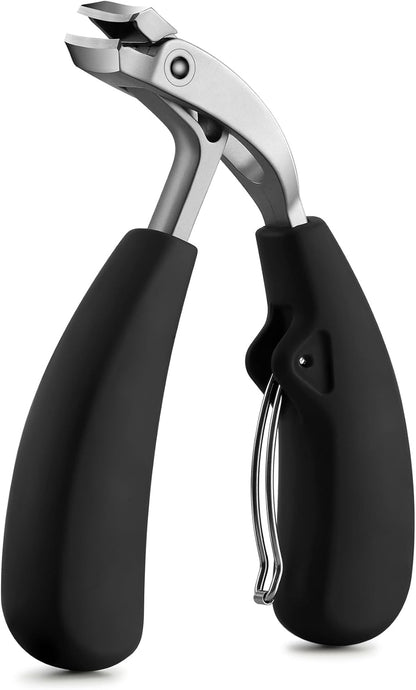 FVION Toenail Clippers for Ingrown Toenail Prevention, Straight Blade Podiatrist Nail Clippers for Thick Nails, Ergonomic Finger Nail Clippers for Adults, Seniors, Men and Women (Black)