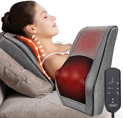 Boriwat Back Massager Neck Massager with Heat, Shiatsu Massage Pillow for Pain Relief, Masseur for Neck, Back, Shoulder and Leg, Gifts for Men Women Mom Dad, Stress Relax at Home and Office