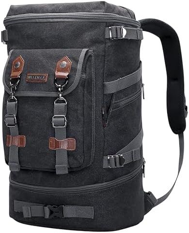 WITZMAN Travel Backpack for Men Women Canvas Backpack Carry on Luggage Rucksack Convertible Duffel Bag Large