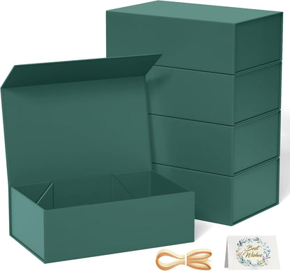 Black Gift Box, 9.5x6x3 Inch Gift boxes for Presents with Lids Magnetic Closure Rectangle Collapsible for Groomsman Proposal Box, Wedding, Christmas, Halloween, Birthday Gifts Packging