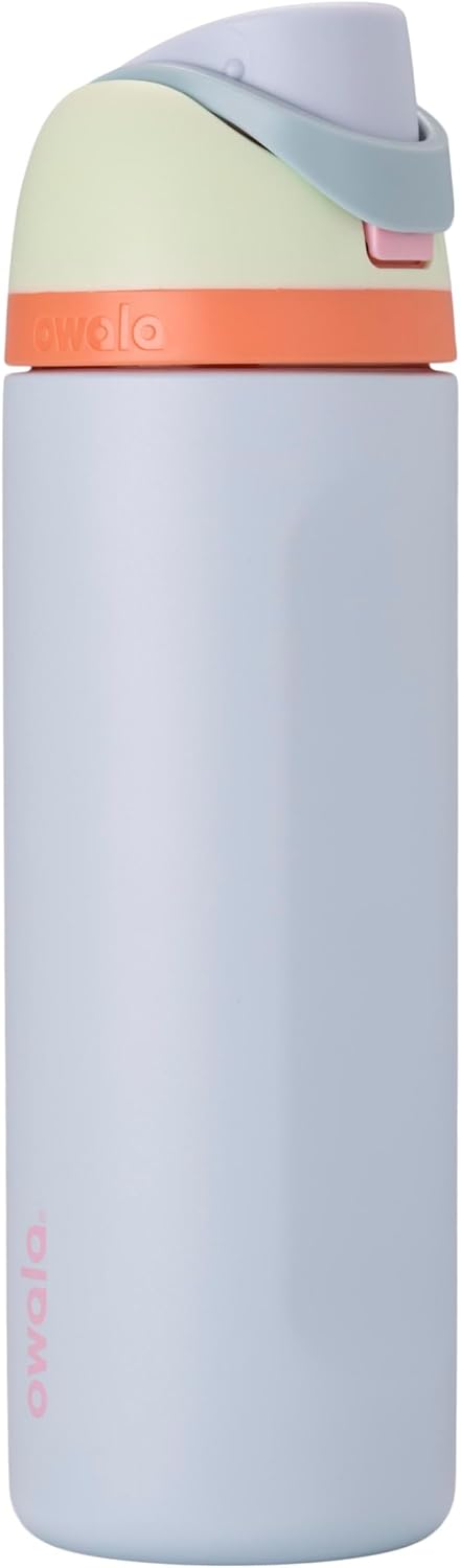 Owala FreeSip Insulated Stainless Steel Water Bottle with Straw for Sports and Travel, BPA-Free, 24-oz, Very, Very Dark