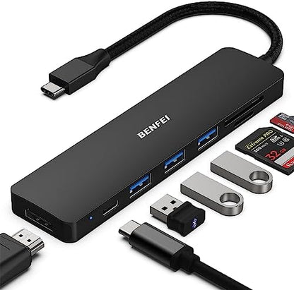 BENFEI USB C HUB 7in1, USB C HUB Multiport Adapter with USB-C to HDMI, USB-C to SD/TF Card Reader/3*USB 3.0/100W Power Delivery, Compatible with iPhone 15 Pro/Max, MacBook, iPad Pro, iMac, S23, XPS17