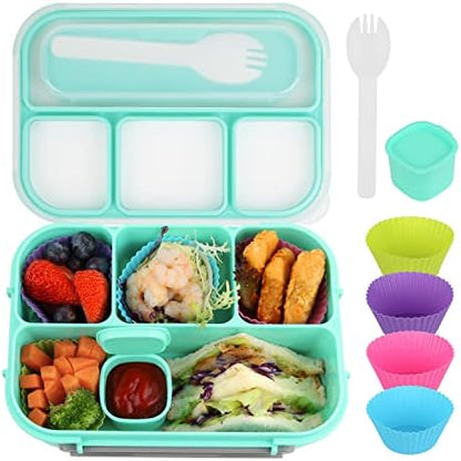 MaMix Bento Lunch Box Adult, Kids, Lunch Containers for Adults/Kids/Students,1300ML-4 Compartment (Blue)