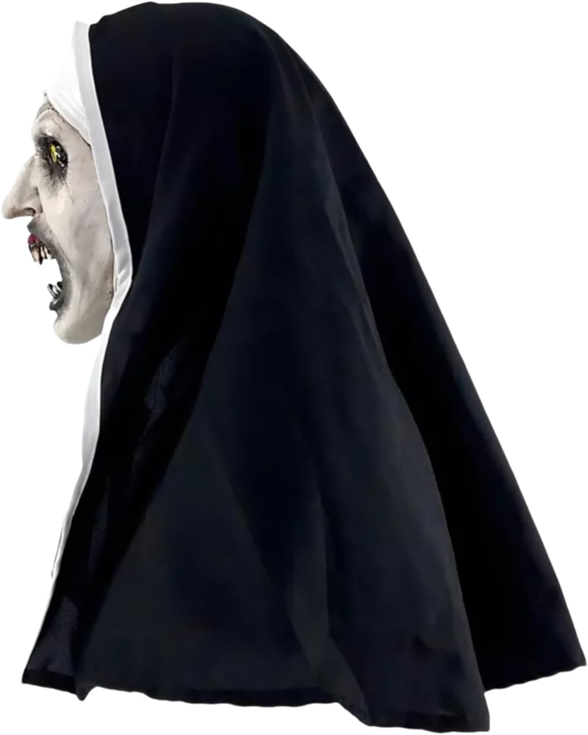 The Nun Mask, Halloween Nun Full Head Latex Mask, Cross Necklace and Claw Gloves for Women Adults for Cosplay Halloween