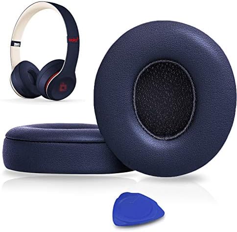 SoloWIT® Ear Pads Cushions Replacement, Earpads for Beats Solo 2 & Solo 3 Wireless On-Ear Headphones with Soft Protein Leather, Stronger Adhesive, Noise Isolation Memory Foam - Black