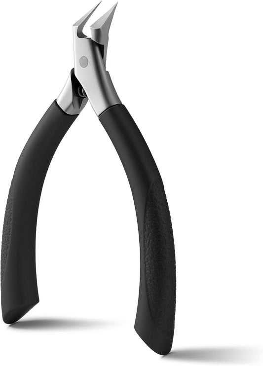 FVION Toenail Clippers for Ingrown Toenail Prevention, Straight Blade Podiatrist Nail Clippers for Thick Nails, Ergonomic Finger Nail Clippers for Adults, Seniors, Men and Women (Black)