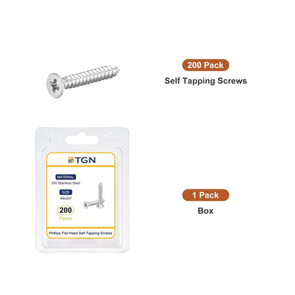 DTGN 100Pcs #6x1/2 Flat Head Wood Screws, 304 Stainless Steel Phillips Self Tapping Screws - Good for Woodworking, Furniture - Silver