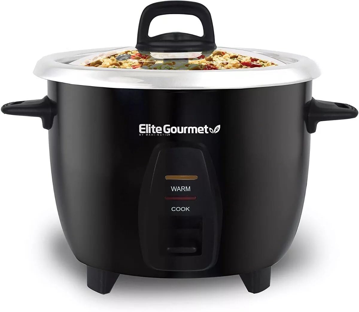 Elite Gourmet Maxi-Matic Electric Rice Cooker with Stainless Steel Inner Pot Makes Soups, Stews, Porridge's, Grains and Cereals, 10 cups cooked (5 Cups uncooked), Black, ERC-2010B