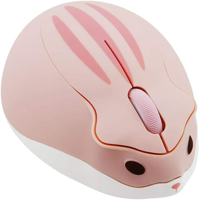 2.4GHz Wireless Hamster-Shaped Mouse – Cute Portable Optical USB Cordless Mouse 1200DPI for PC, Laptop, MacBook, Kids, Teens, Adults – Pink - PuriLite