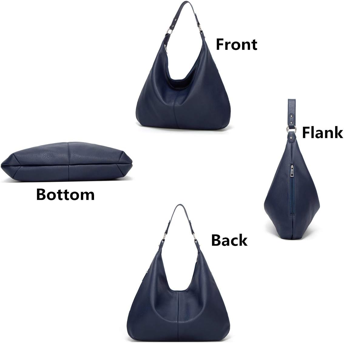 Ashioup Hobo Bags for Women Soft PU Leather Shoulder Bag Vintage Slouchy Handbag with Zipper