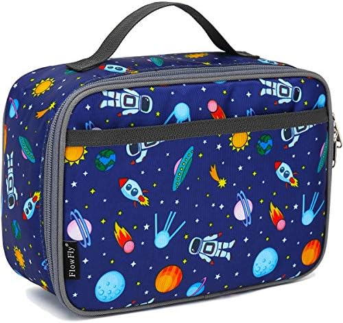 FlowFly Kids Lunch Box Insulated Soft Bag Mini Cooler Back to School Thermal Meal Tote Kit for Girls, Boys, Black