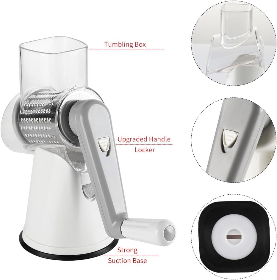 Purilite Select Rotary Cheese Grater with 3 Stainless Steel Blades