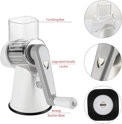 Purilite Select Rotary Cheese Grater with 3 Stainless Steel Blades