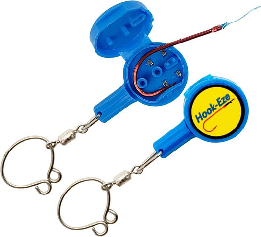 Hook-Eze Fishing Gear Knot Tying Tool | Line Cutter |Cover Hooks on Fishing Pole Travel Safely Fully Rigged for Saltwater Bass Ice Fishing