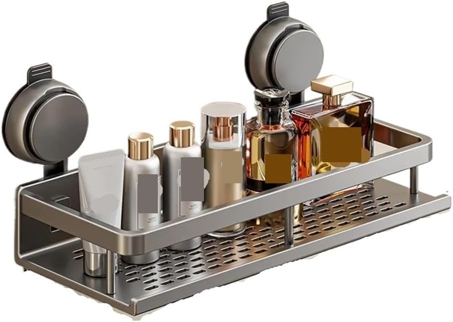 No Drill Bathroom Suction Cup Shelf, Shower Caddy Organizer for Shampoo & Soap