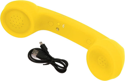 Qiilu Retro Telephone Handset for Mobile Phones - Rechargeable Radiation Proof Handset Receiver with USB Charging (Red)