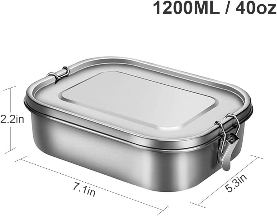 UPTRUST Leak Proof Stainless Steel Bento Lunch Container, (47OZ/1400ML) Metal Bento Lunch Box for Kids or Adults, 3 Compartment Packing Box for Work Lunch