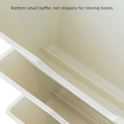 5 Tier Rolling Book Cart Multi-Functional Movable Storage Bookshelves with Lockable Wheels for Study Office Library Classroom, White (Whtie, with Wheel)