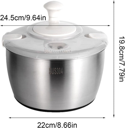 salad spinner - Fruit Dryer Spinner |Vegetable Dr | salads container | fruit cleaning bowl | Lettuce pinner Salad Dryer | Stainless Steel sallat Washer with Rotating Handle Veggie cooker, sallat Mixer
