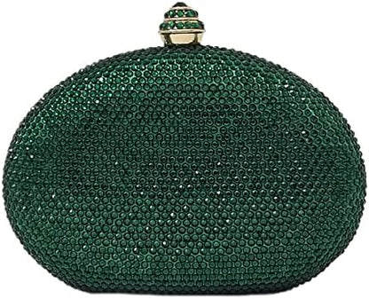 HUANG ZHUANG Egg Shape Crystal Clutch Purse Rhinestone Evening Bag for Women Party Wedding Cute Handbag