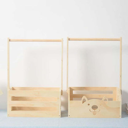Wooden Baby Storage Organizer | Nursery Basket with 5 Hangers