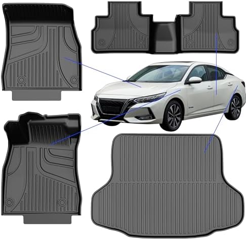 AOMSAZTO Floor Mats & Trunk Mat for 2024 2025 Chevy Equinox EV (Non Fuel),TPE All Weather Protection 2 Rows Car Floor Liners with Cargo Liner for Chevrolet Equinox EV (Non Fuel)