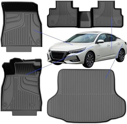 AOMSAZTO Floor Mats & Trunk Mat for 2024 2025 Chevy Equinox EV (Non Fuel),TPE All Weather Protection 2 Rows Car Floor Liners with Cargo Liner for Chevrolet Equinox EV (Non Fuel)