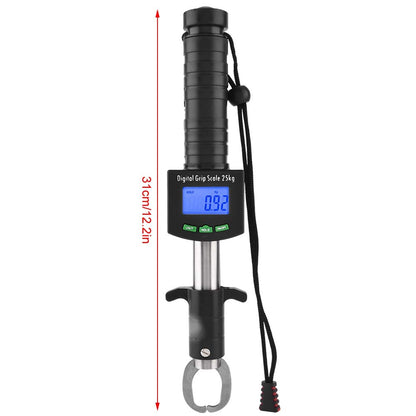 3 in 1 Digital Fish Grip Scale 25Kg/55Lb Fish Lip Gripper Grabber with 1M Tape Measure, Fish Holder Scale, Digital Fish Scale with Tape 50 Black