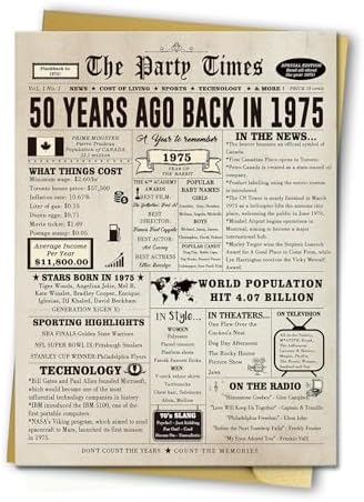 Large 50 Years Old Birthday Gifts for Women Men,Happy 50th Birthday Card for Husband Wife, Retro 50 Years Old Birthday Gifts for Mom Dad