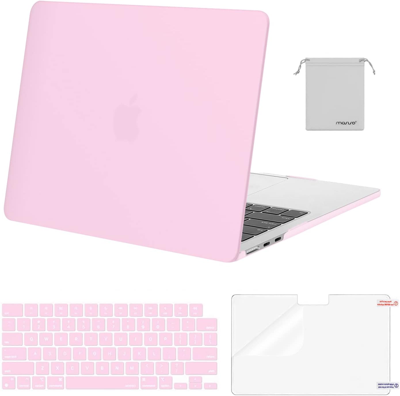 MOSISO Compatible with MacBook Air 13 inch Case 2025 2024 2023 2022 M4 A3240 M3 A3113 M2 A2681, Plastic Hard Shell&Keyboard Cover&Screen Film&Pouch for MacBook Air 13.6 inch Case, Crystal Clear