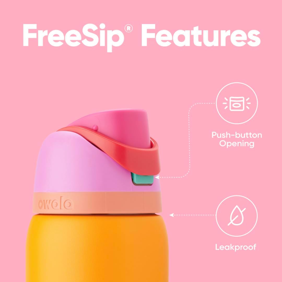 Owala Kids FreeSip Insulated Stainless Steel Water Bottle with Straw, BPA-Free Sports Water Bottle, Great for Travel, 16 oz, Celestial Sphere
