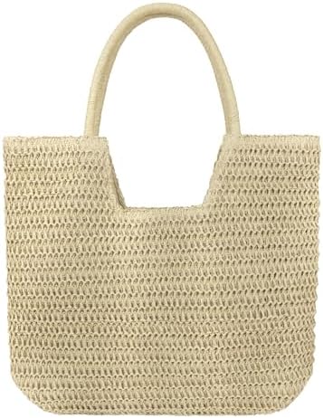 Straw Beach Bags for Women Large Beach Tote Bag Woven Shoulder Handbag Purse for Summer