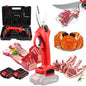 Electric Kitchen Shears with 2X 21V Batteries, Cordless Poultry Scissors for Chicken Fish Meat, Multi-Function Bone Cutter with Safety Lock, Red