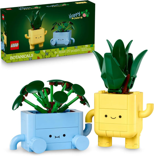 LEGO Botanicals Happy Plants Building Set – 217-Piece Indoor Plant Decor Kit for Kids, Teens, and Adults, Desk or Shelf Display, Birthday & Holiday Gift (10349)