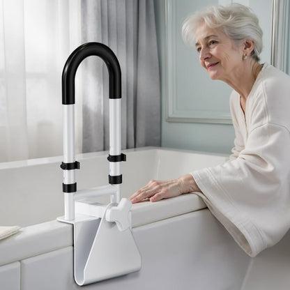 Adjustable Bathtub Safety Rail: Shower Grab Bar Handle for Seniors, Elderly, and Disabled, Fits 3 to 7 Inch Tub Walls, Bathroom Safety Bars with Non-Slip Grip, Supports 300 lbs