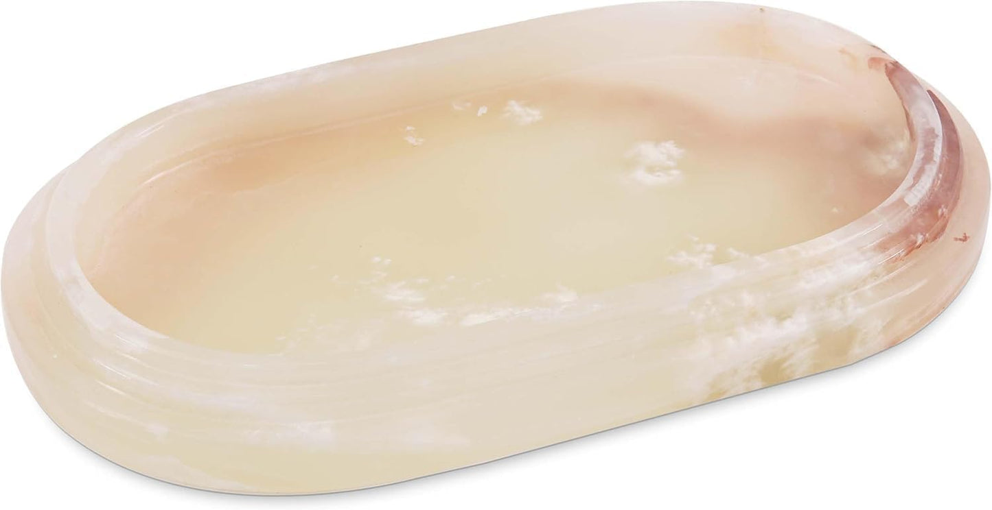 Marble Vanity Tray | Decorative Oval Tray | Bathroom Organizer Tray | Jewelry and Perfume Tray | Home Decor Catchall Tray - PuriLite