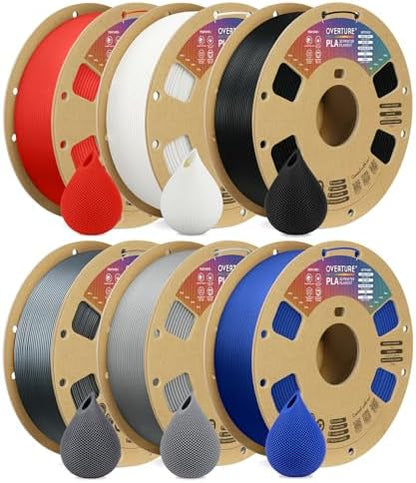 OVERTURE PLA Filament 1.75mm PLA 3D Printer Filament, 1kg Cardboard Spool (2.2lbs), Dimensional Accuracy +/- 0.02mm, Fit Most FDM Printer (Black 1-Pack)